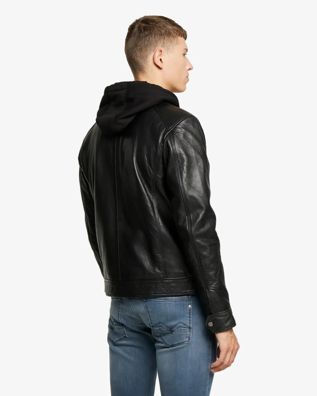 Hamp Black Hooded Leather Jacket