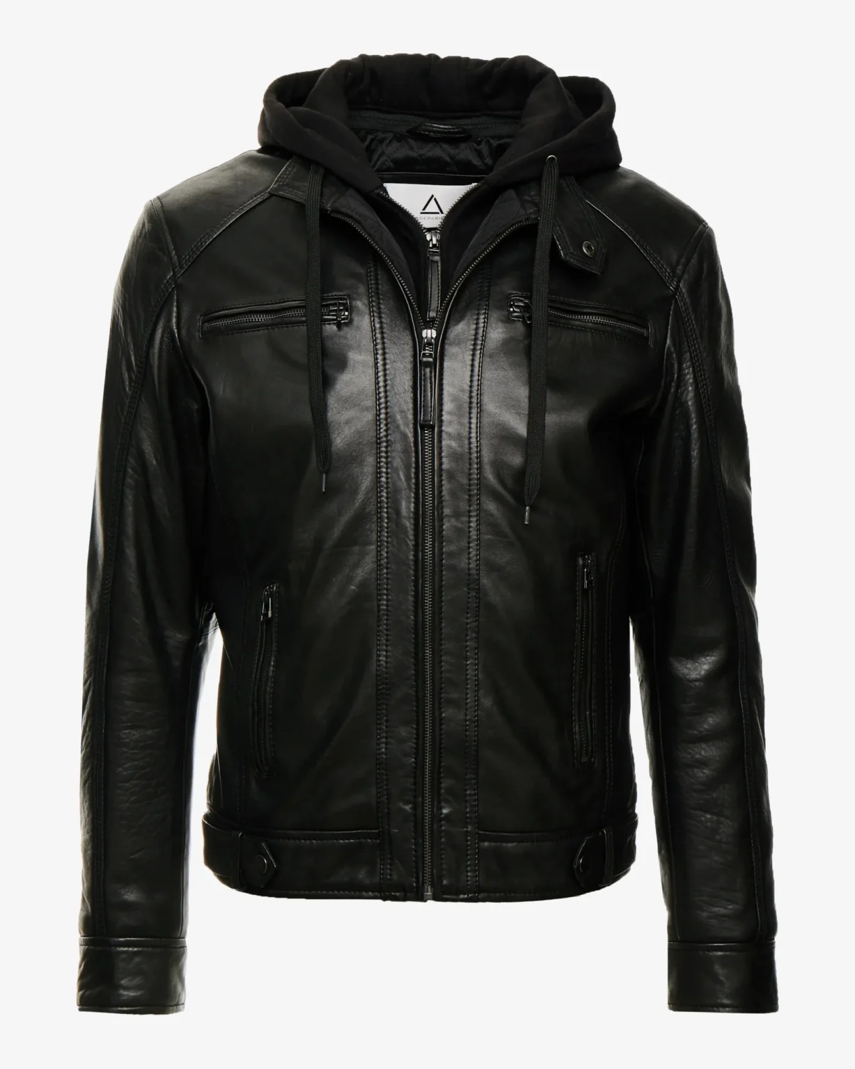 Hamp Black Hooded Leather Jacket