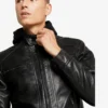 Hamp Black Hooded Leather Jacket