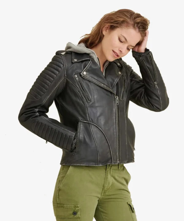 Holly Biker Quilted Shoulder Leather Jacket