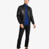 Hung Mens Black Bomber Leather Jacket