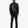 Hung Mens Black Bomber Leather Jacket