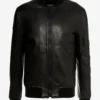 Hung Mens Black Bomber Leather Jacket