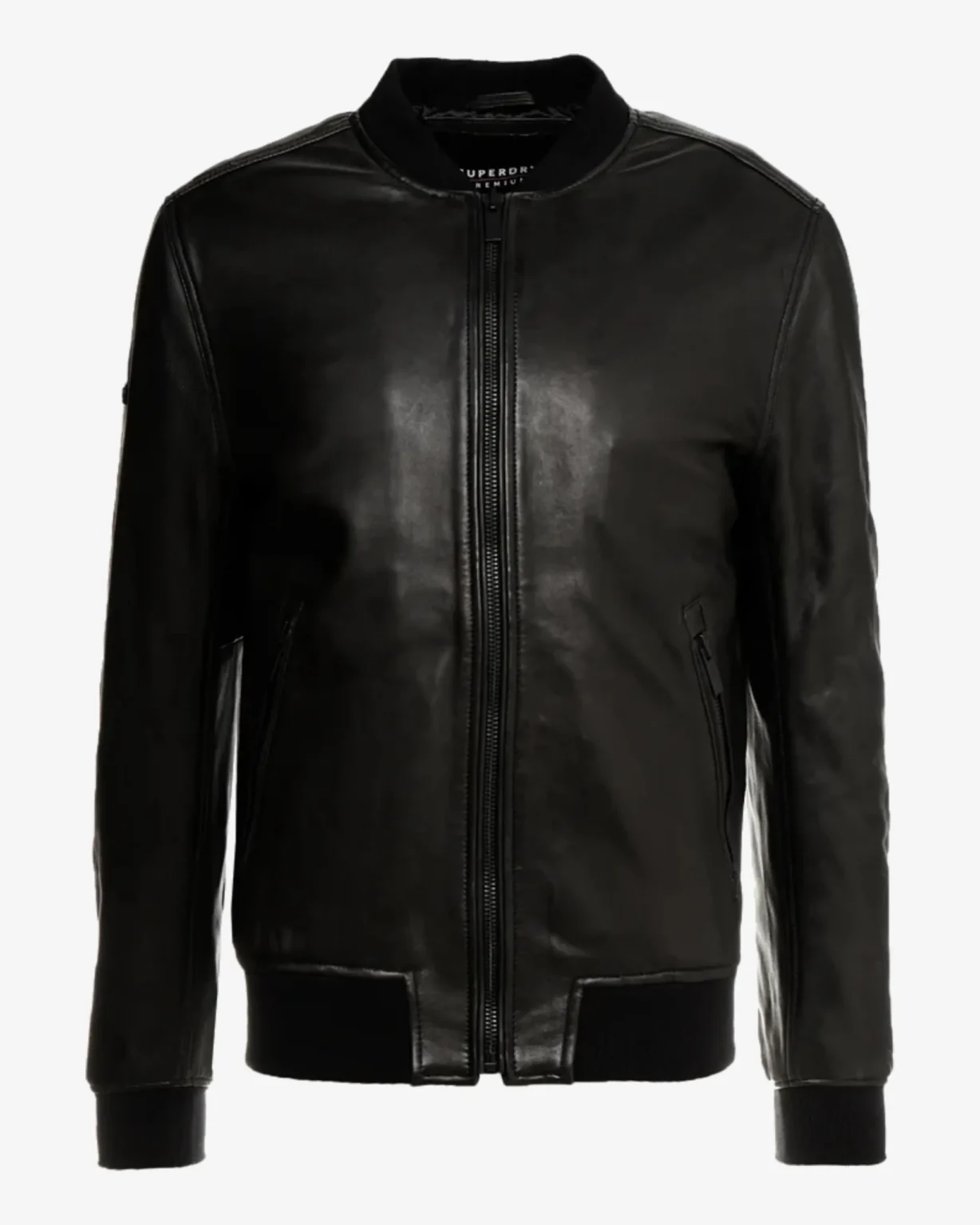 Hung Mens Black Bomber Leather Jacket