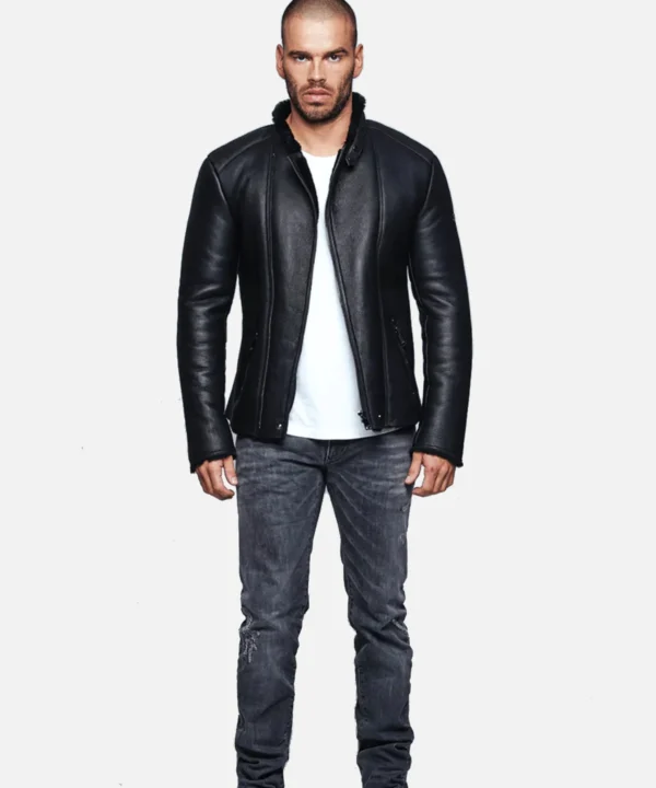 John Black Shearling Leather Jacket