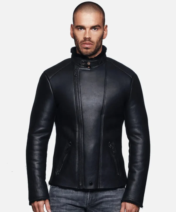 John Black Shearling Leather Jacket