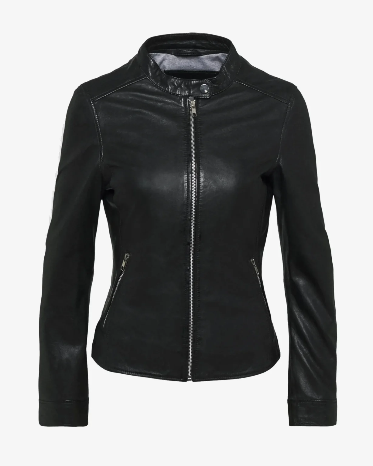 Khole Womens Black Leather Racer Jacket