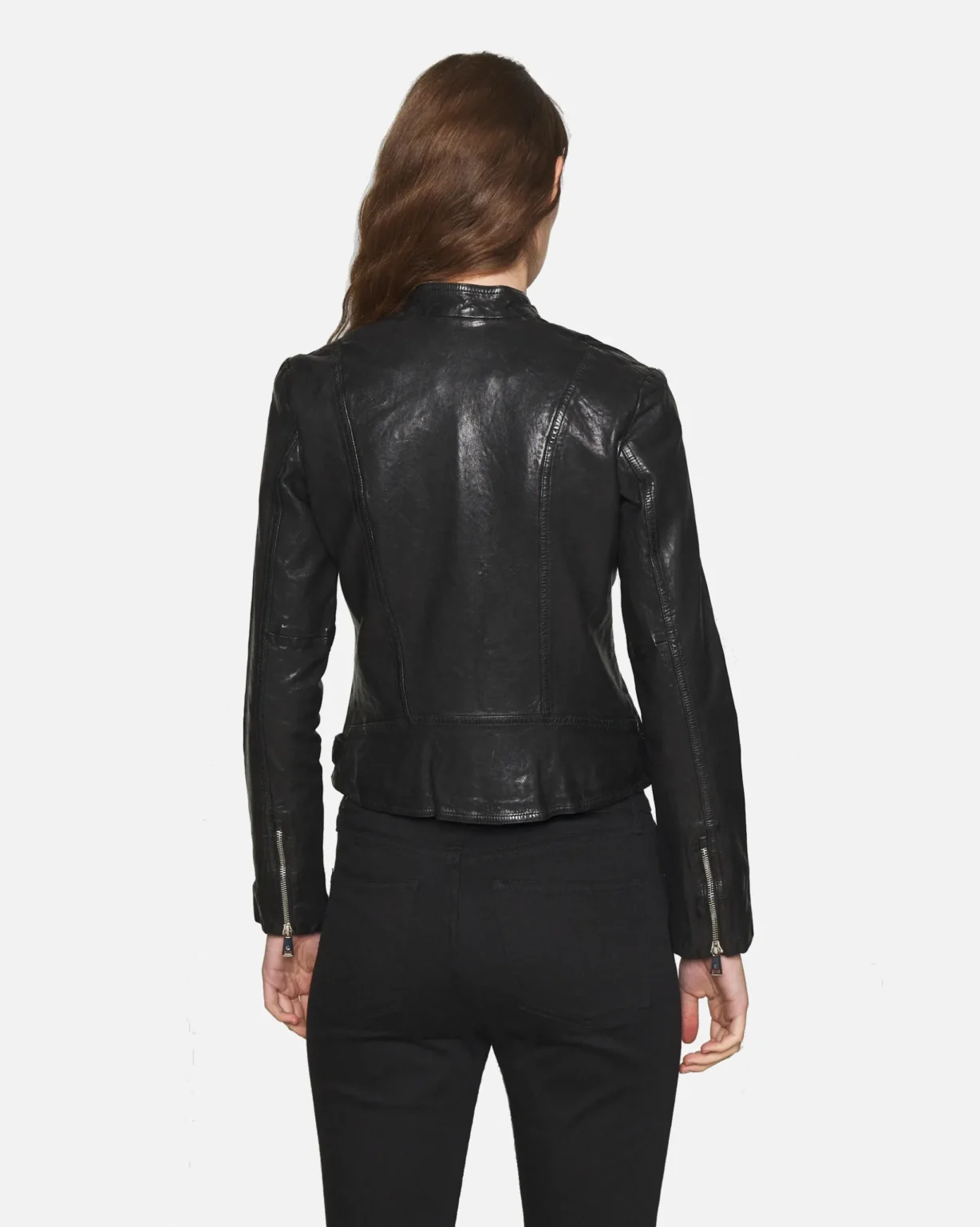 Lena Womens Jet Black Biker Leather Jacket