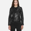 Lena Womens Jet Black Biker Leather Jacket