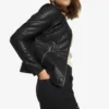 Melisa Womens Black Racer Leather Jacket