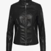 Melisa Womens Black Racer Leather Jacket