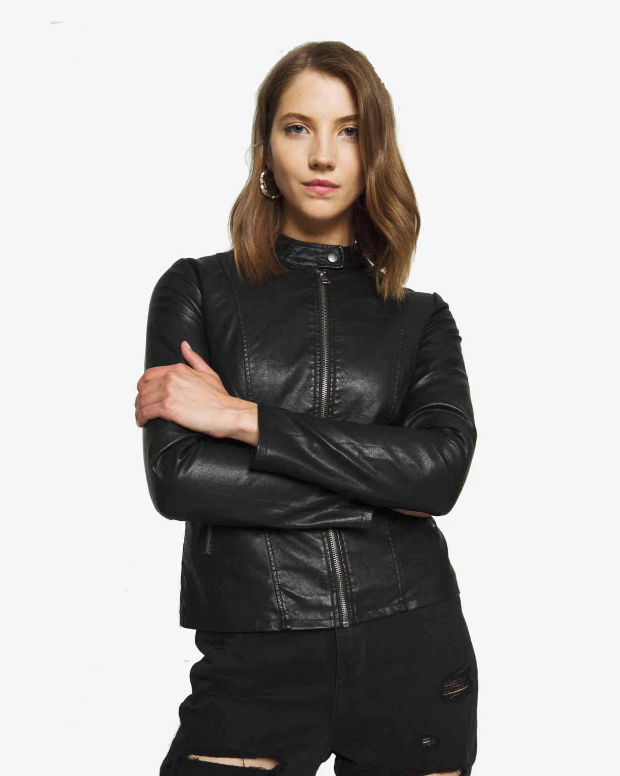 Melisa Womens Black Racer Leather Jacket