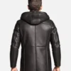 Mens Hooded Black Shearling Long Coat