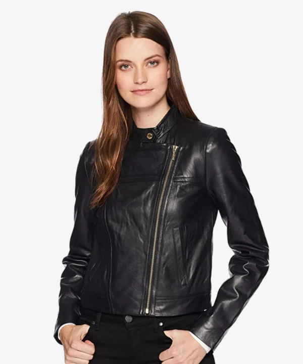 Michael Black Racer Leather Jacket