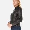 Mya Moto Racer Black Leather Jacket