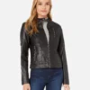 Mya Moto Racer Black Leather Jacket