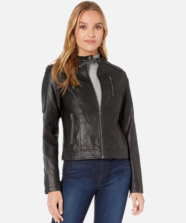 Mya Moto Racer Black Leather Jacket