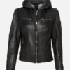 Nohl Womens Black Hooded Leather Jacket