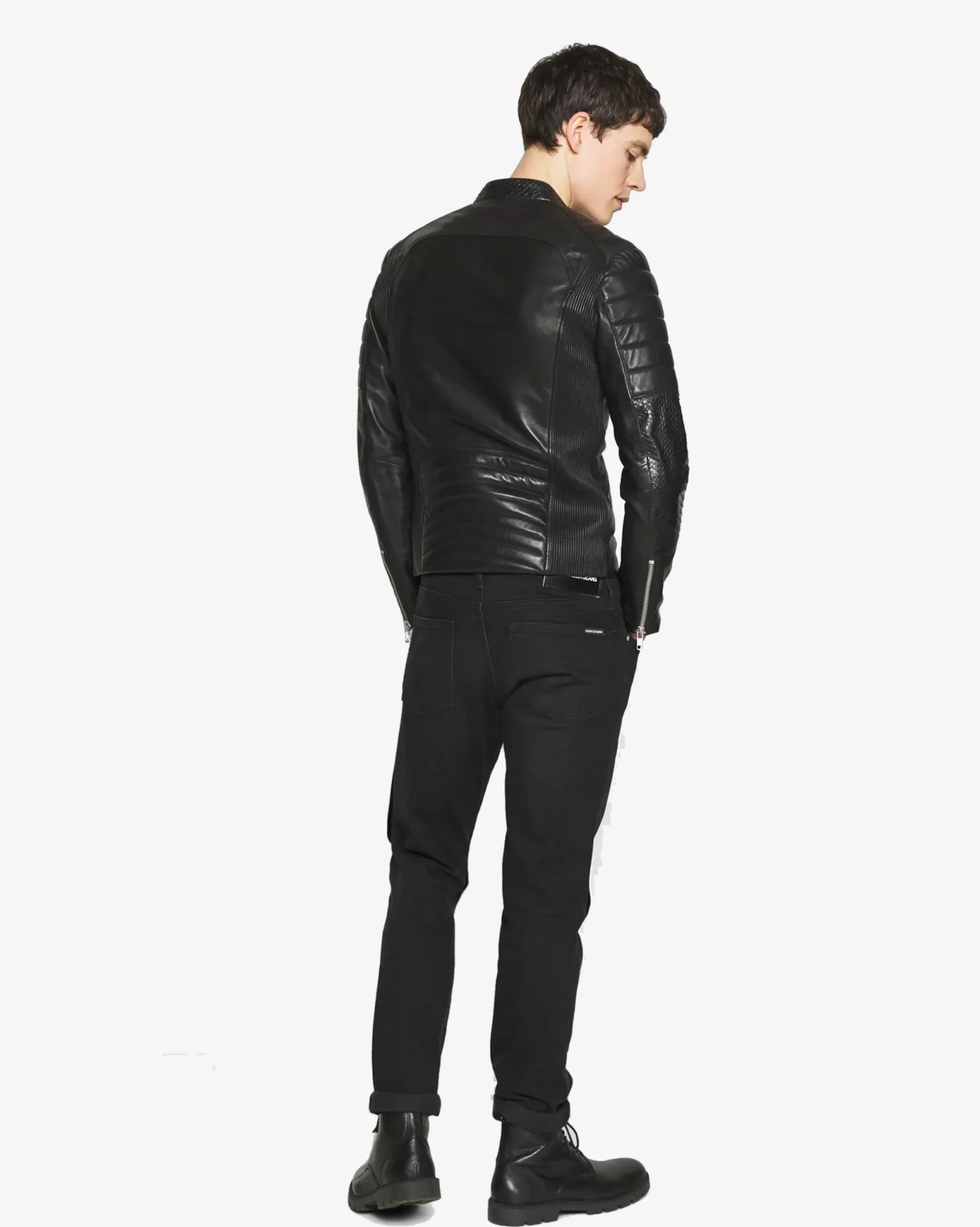 PYTON Black Biker Leather Jacket