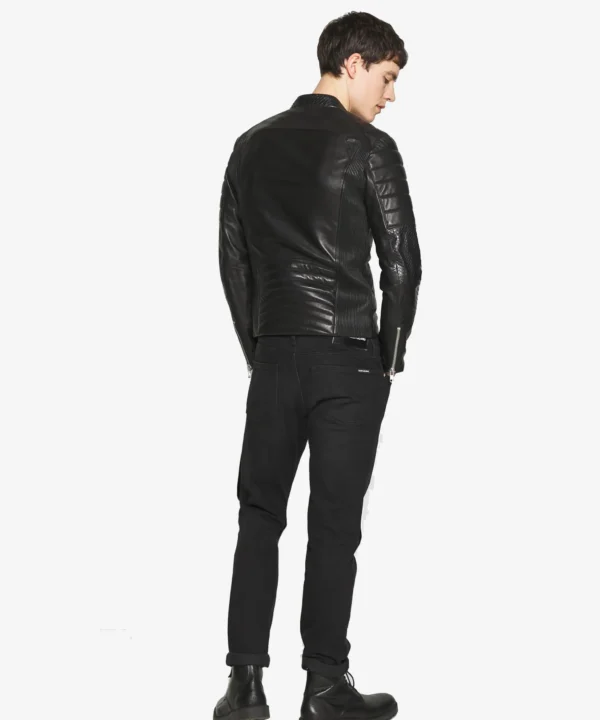 PYTON Black Biker Leather Jacket