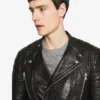 PYTON Black Biker Leather Jacket