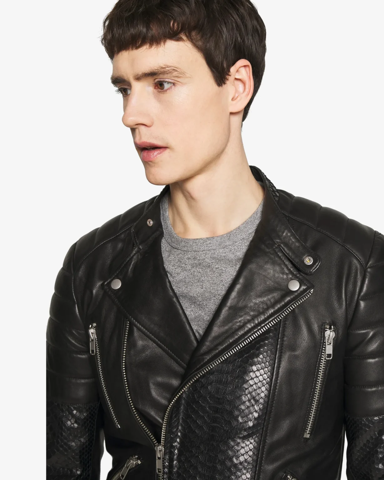 PYTON Black Biker Leather Jacket