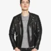 PYTON Black Biker Leather Jacket