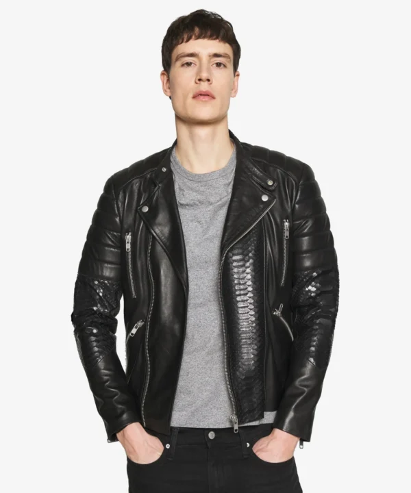 PYTON Black Biker Leather Jacket