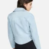 Women Pale Blue Suede Leather Jacket