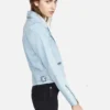 Women Pale Blue Suede Leather Jacket