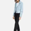 Women Pale Blue Suede Leather Jacket