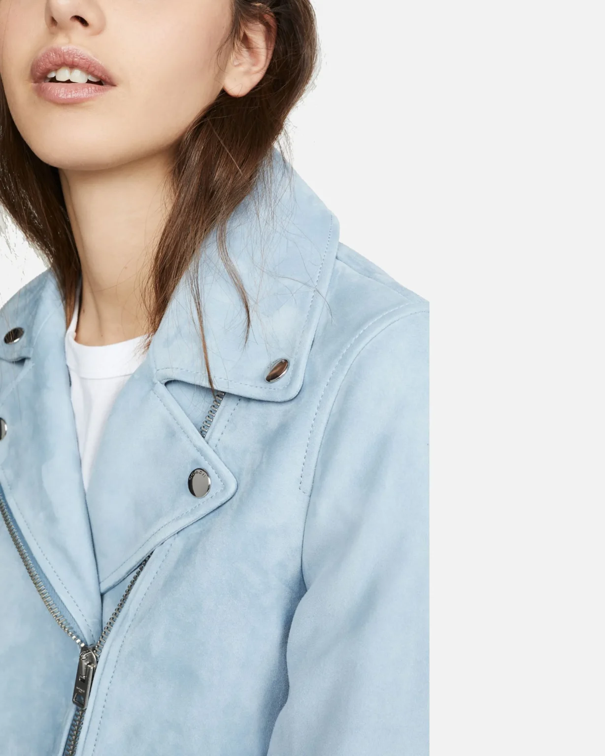 Women Pale Blue Suede Leather Jacket