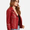 Women Red Langarm Moto Leather Jacket