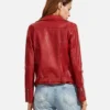 Women Red Langarm Moto Leather Jacket