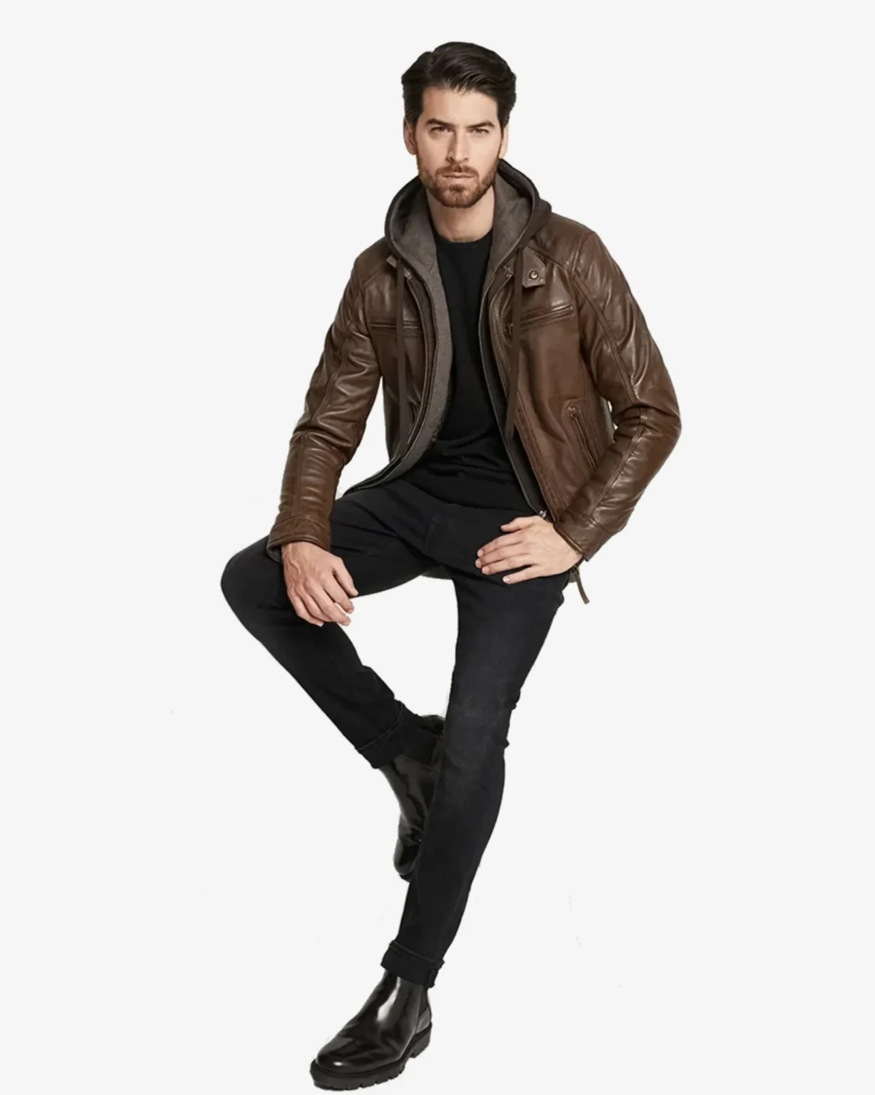 ric Brown Hooded Leather Jacket