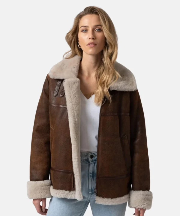 Bomber Brown B3 Sheepskin Leather Jacket Women’s