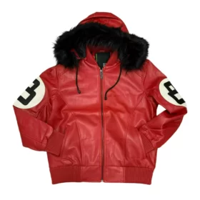 Kids Craft Red Hooded 8 Ball Leather Jacket