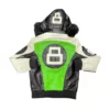 8 Ball Lime Leather Jacket with Fur Hooded