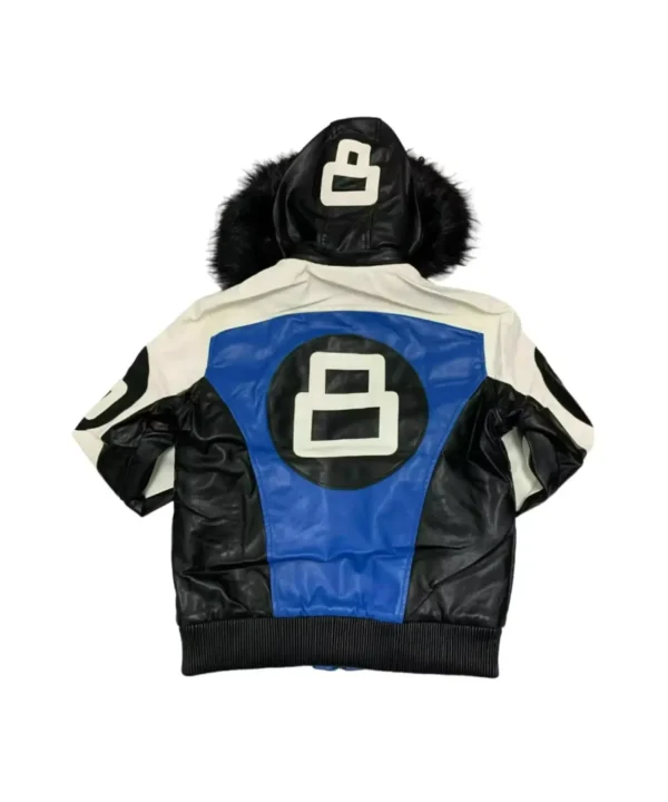 Arcade Style Fur Hooded Robert Phillipe Blue 8 Ball Jacket