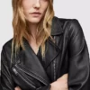 Amelia Long Black Biker Womens Jacket