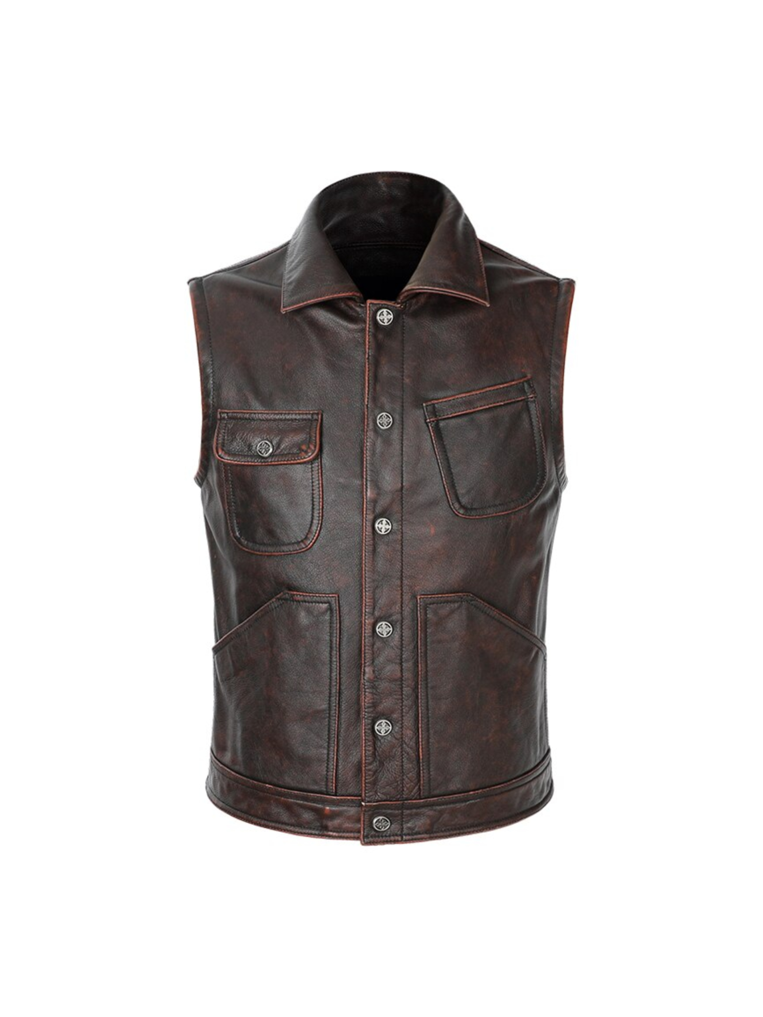 Biker Vest Genuine Cowhide Leather