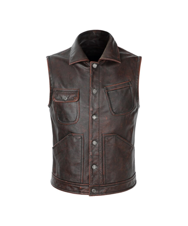 Biker Vest Genuine Cowhide Leather