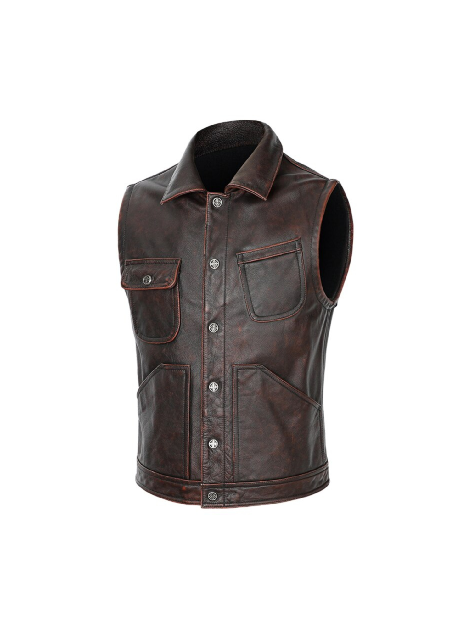 Biker Vest Genuine Cowhide Leather