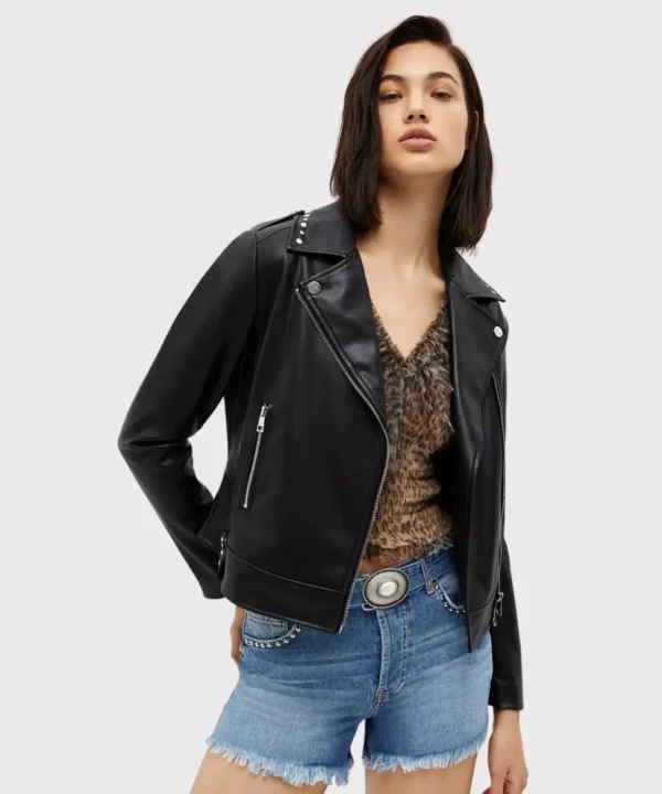 Biker leather jacket women