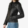 Black Quilted Biker Leather Jacket