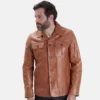 Men’s Brown Trucker Leather Jacket