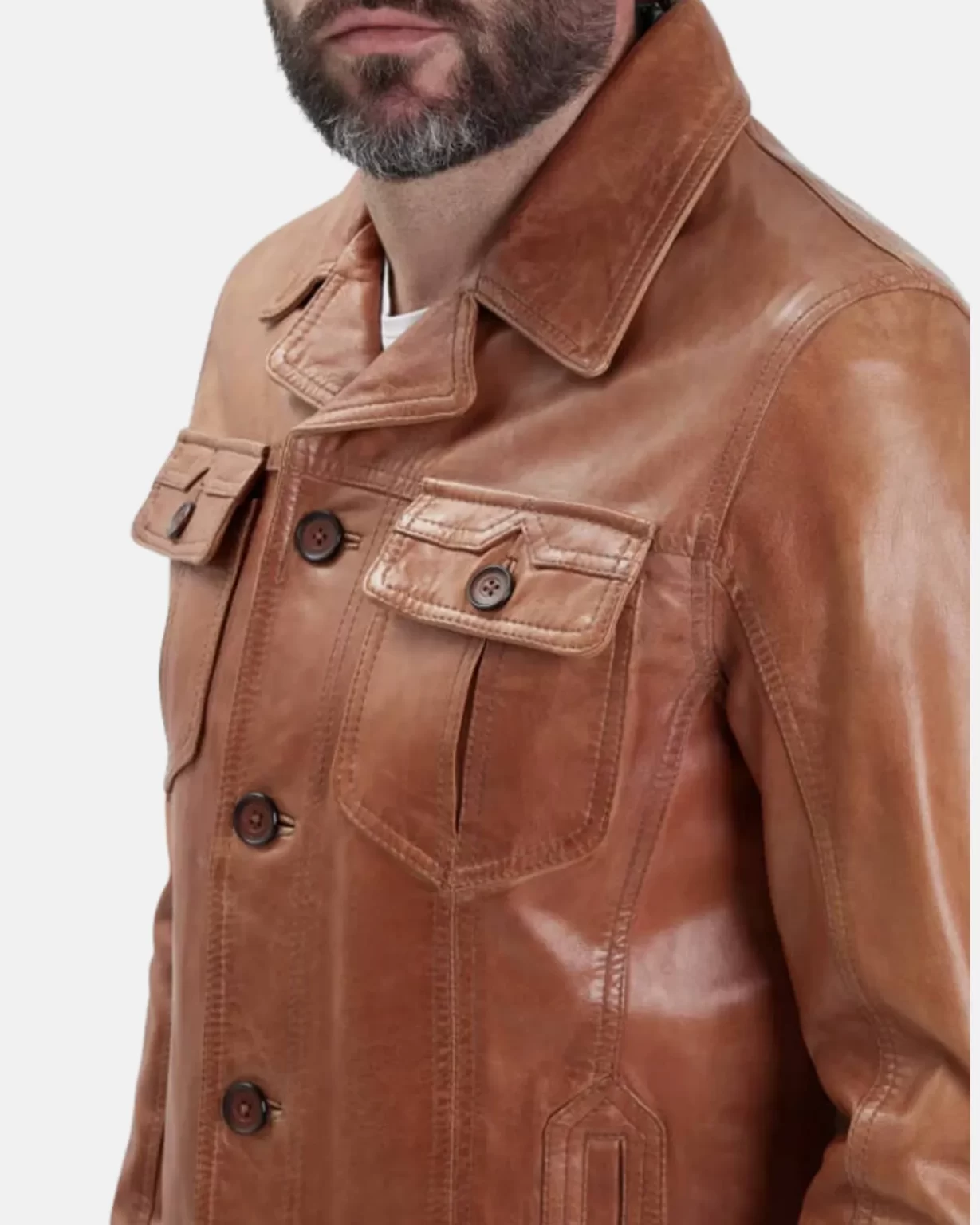 Men’s Brown Trucker Leather Jacket