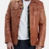 Men’s Brown Trucker Leather Jacket