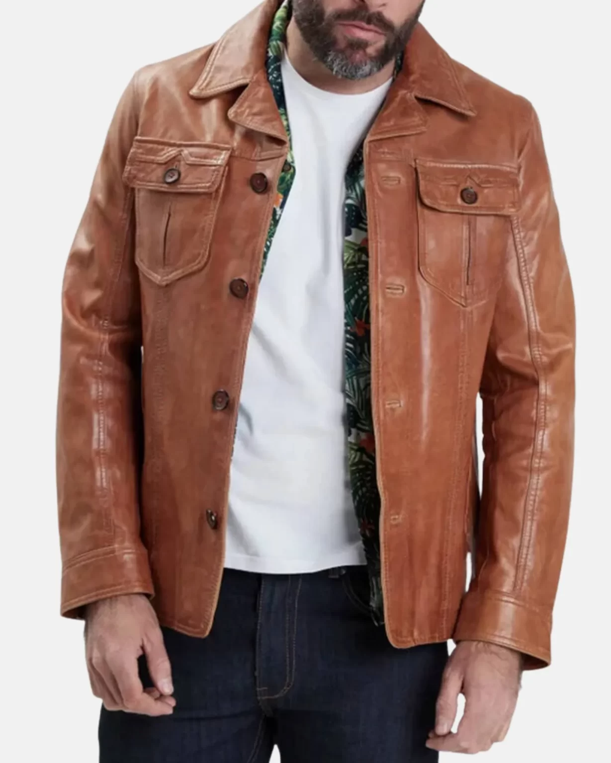 Men’s Brown Trucker Leather Jacket