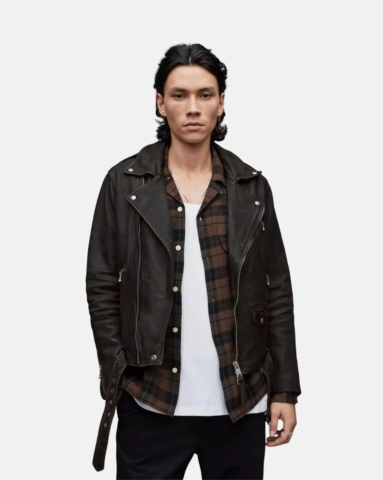 Brown Line Biker Jacket